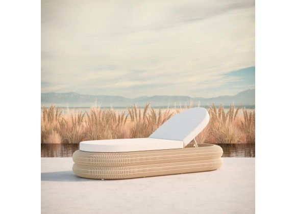 Azzurro Living Texoma Lounge Chair With Natural Aluminum Frame And Almond All-Weather Wicker - Lifestyle