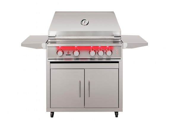 TrueFlame Deluxe Cart With Fold-Down Side Shelves - Grill Closed