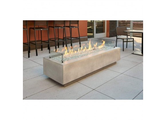  Outdoor Greatroom Company Natural Grey Cove 72" Linear Gas Fire Table Glass View