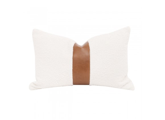 Essentials For Living The Split Decision 20" Essential Lumbar Pillow in Whiskey Brown Top Grain Leather Stripe - Set of Two - Front Angle