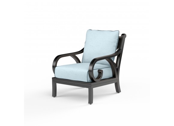 Monterey Club Chair in Canvas Skyline w/ Self Welt - Front Side Angle