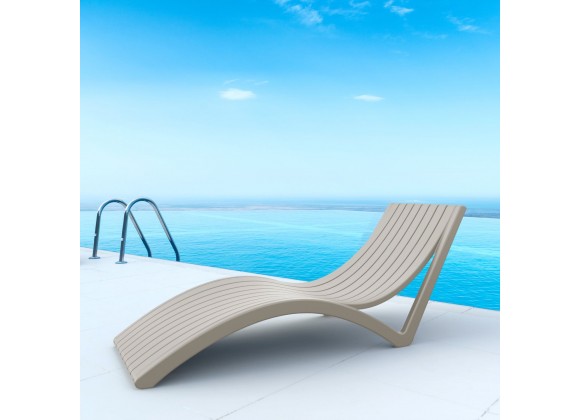 Compamia Slim Pool Chaise Sun Lounger White, Taupe- Set of Two, Lifestyle 2
