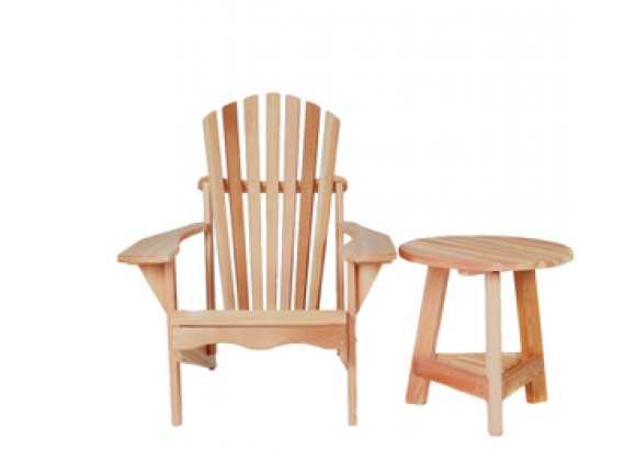 All Things Cedar 2 Piece Red Cedar Adirondack Chair with Tripod Table