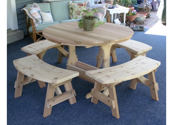 57" Cedar Round Trestle Dining Set