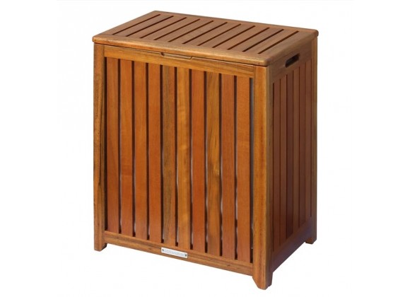 Oceanstar Solid Wood Spa Hamper - Angled