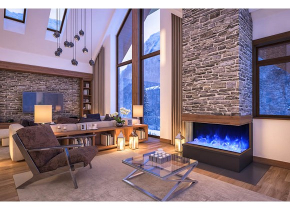60" 3 Sided Glass Electric Fireplace Built-in Only - Lifestyle 1