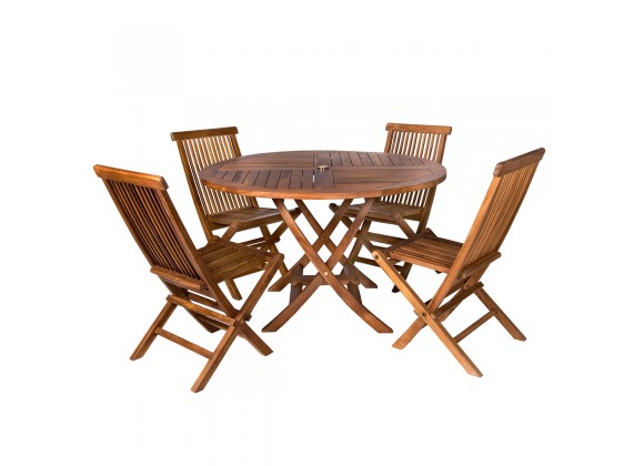5-Piece Round Folding Table Set & Cushions