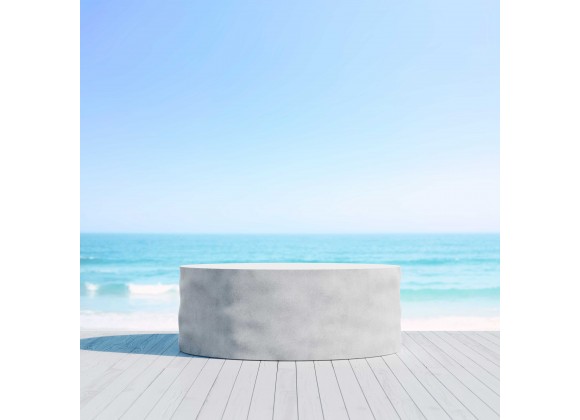 Azzurro Living Tulum Coffee Table In White Rock Concrete - Lifestyle