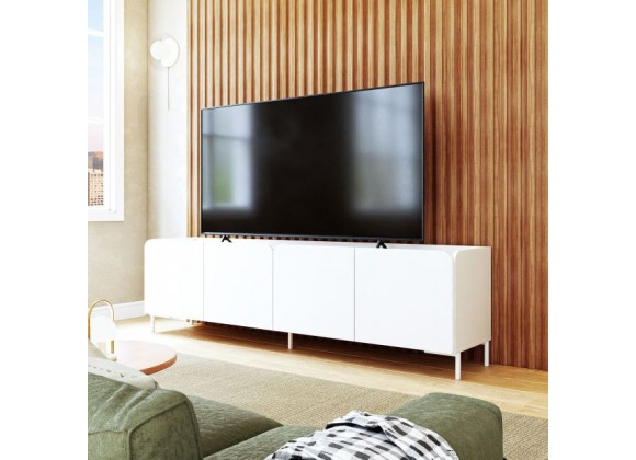Manhattan Comfort Mid-Century Modern Bogardus 70.86 TV Stand with 4 Shelves White