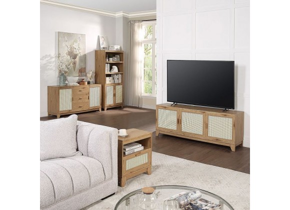 Manhattan Comfort Sheridan Modern Cane 4-Piece Set In Nature Room View