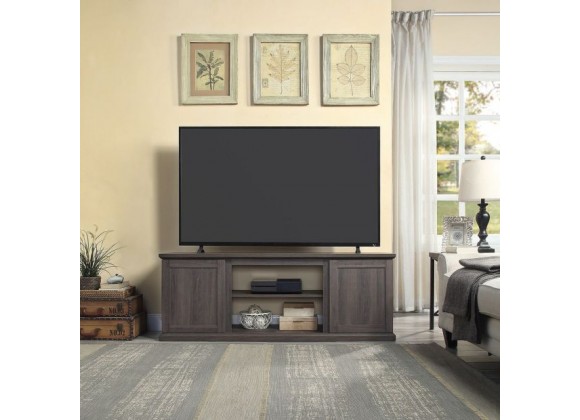 Manhattan Comfort Franklin 60" TV Stand with 2 Doors and Open Shelves in Heavy Brown