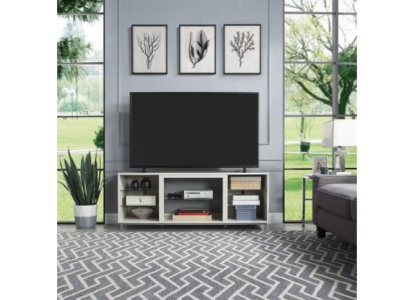 Manhattan Comfort Brighton 60" TV Stand with Glass Shelves and Media Wire Management in Beige