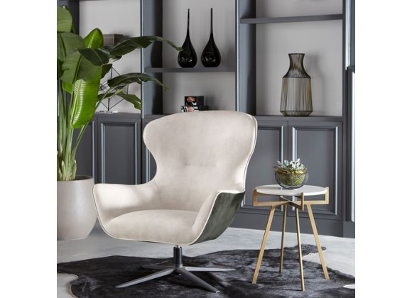 Sunpan Weller Swivel Lounge Chair Nono Cream / Nono Dark Green - Lifestyle