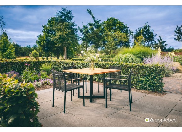 Alfresco Home Jakarta 43" Square Teak Top Dining Table - Lifestyle