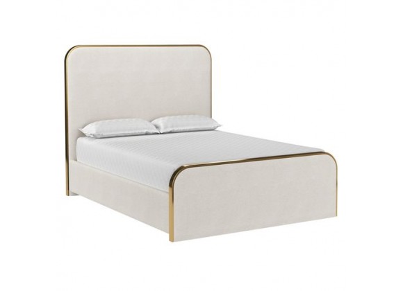 Sunpan Tometi Bed Queen Chacha Cream - Front Side Angle