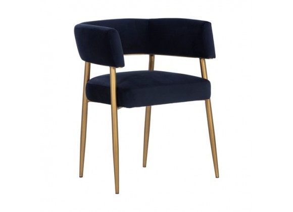 Sunpan Maestro Dining Armchair Abbington Navy - Front Side Angle