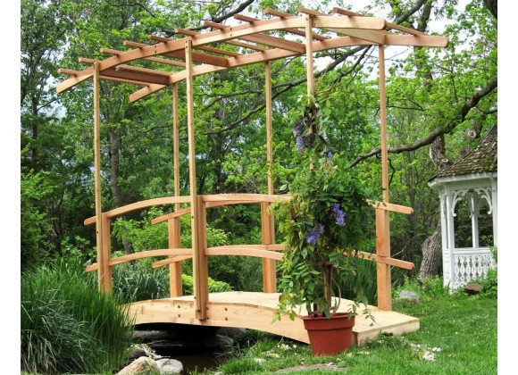 Monet's Red Cedar Bridge w/ Curved Wisteria Canopy