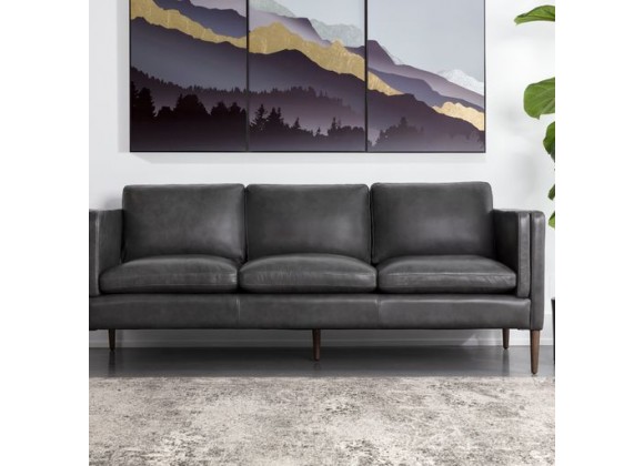Sunpan Richmond Sofa - Brentwood Charcoal Leather - Lifestyle