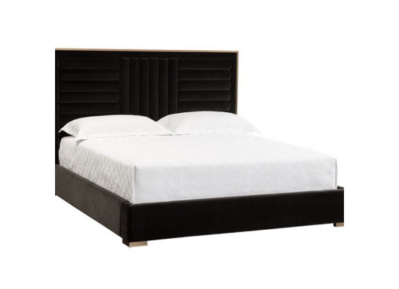 Sunpan Mabel Bed Queen in Abbington Charred Brown - Front Side Angle