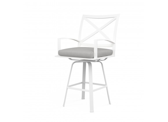 Bristol Swivel Barstool in Canvas Granite w/ Self Welt - Front Side Angle