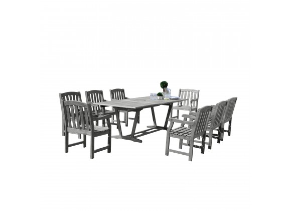 Vifah Renaissance Outdoor 9-piece Hand-scraped Wood Patio Dining Set with Extension Table - White BG