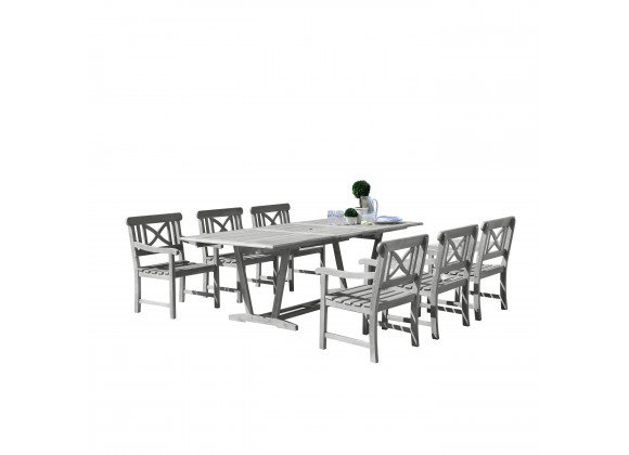 Renaissance Outdoor 7-piece Hand-scraped Wood Patio Dining Set with Extension Table - White BG