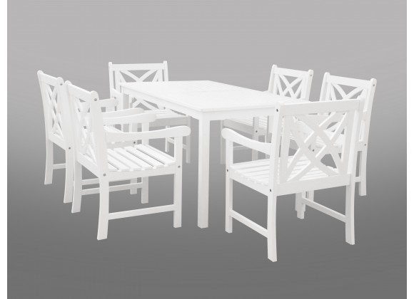 Bradley Eco-friendly 7-piece Outdoor White Hardwood Dining Set with Rectangle Table and Arm Chairs