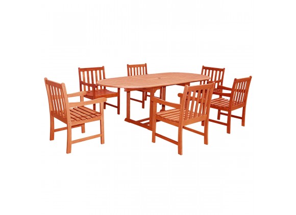 Malibu Outdoor 7-piece Wood Patio Dining Set with Extension Table - White BG