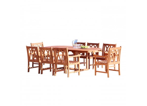 Vifah Malibu Outdoor 7-piece Wood Patio Dining Set with Extension Table - White BG