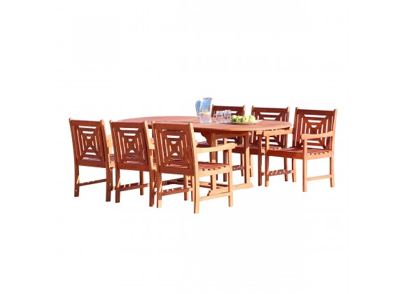 Malibu Outdoor 7-piece Wood Patio Dining Set with Extension Table - White BG