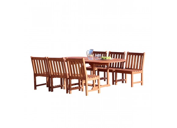 Malibu Outdoor 7-piece Wood Patio Dining Set with Extension Table & Armless Chairs - White BG