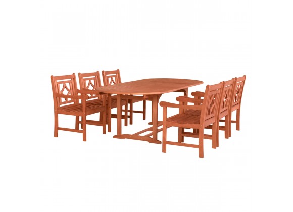 Malibu Outdoor 7-piece Wood Patio Extendable Table Dining Set - White BG