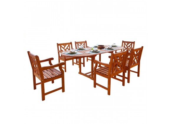 Malibu Outdoor 7-piece Wood Patio Dining Set with Extension Table - White BG