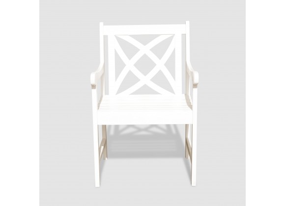 Bradley Eco-friendly Outdoor White Hardwood Garden Arm Chair - Front