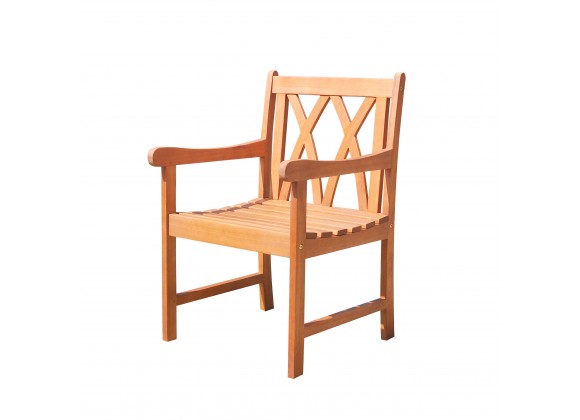 Malibu Eco-friendly Outdoor Hardwood Garden Arm Chair - Angled