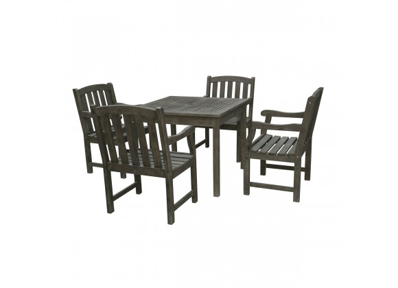 Renaissance Outdoor 5-piece Wood Patio Stacking Table Dining Set - White BG