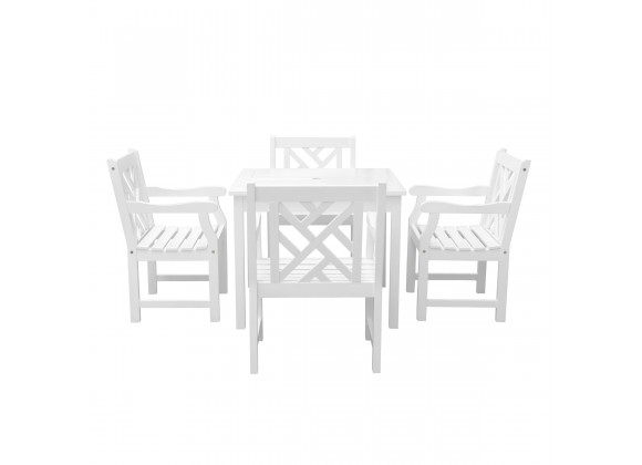 Bradley Outdoor 5-piece Wood Patio Stacking Table Dining Set - White BG