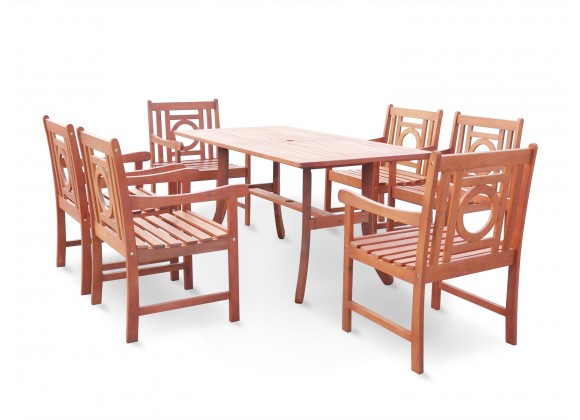 Malibu Eco-friendly 7-piece Outdoor Hardwood Dining Set with Rectangle Table and Arm Chairs