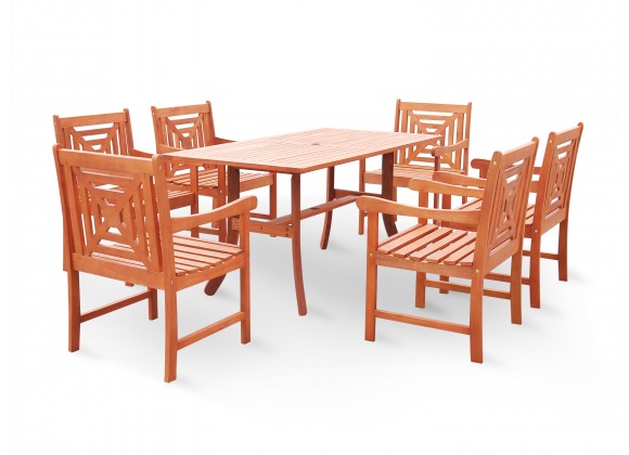 Malibu Eco-friendly 7-piece Outdoor Hardwood Dining Set with Rectangle Table and Arm Chairs