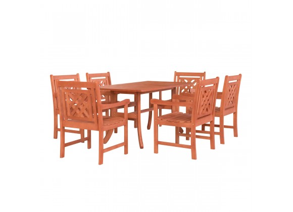 Malibu Outdoor 7-piece Wood Patio Curvy Legs Table Dining Set - White BG