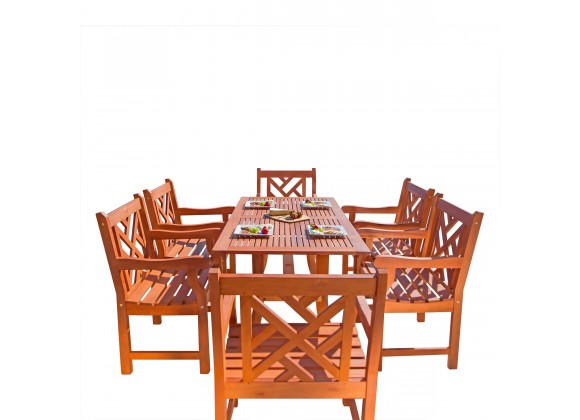 Malibu Outdoor 7-piece Wood Patio Dining Set with Curvy Leg Table - White BG