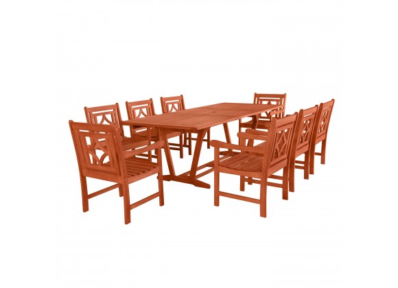 Malibu Outdoor 9-piece Wood Patio Extendable Table Dining Set - White BG
