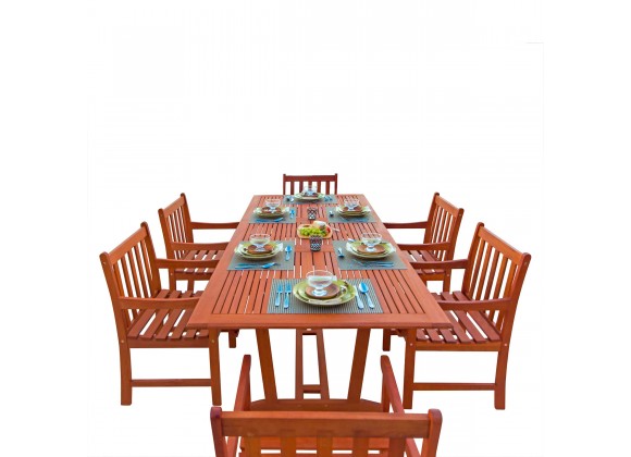 Malibu Outdoor 7-piece Wood Patio Dining Set with Extension Table - White BG