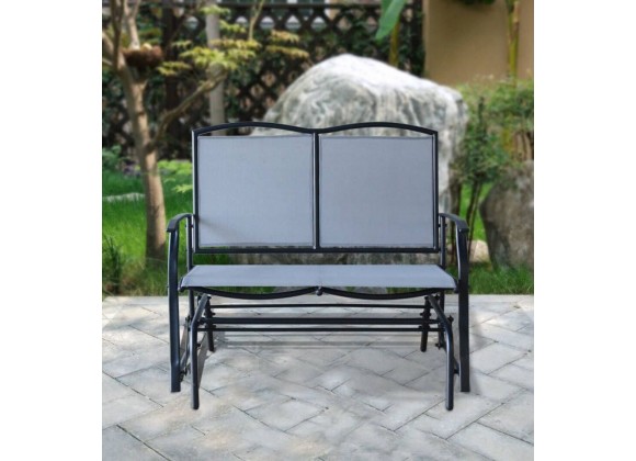 Bellini Home and Garden Devani Loveseat Glider- Black Frame/Mixed Grey Mesh