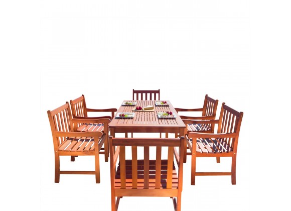 Malibu Outdoor 7-piece Wood Patio Dining Set - White BG