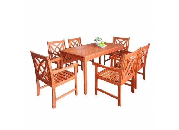 Malibu Outdoor 7-piece Wood Patio Dining Set - White BG