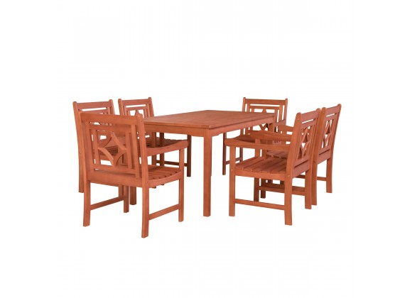 Malibu Outdoor 7-piece Wood Patio Rectangular Table Dining Set - White BG