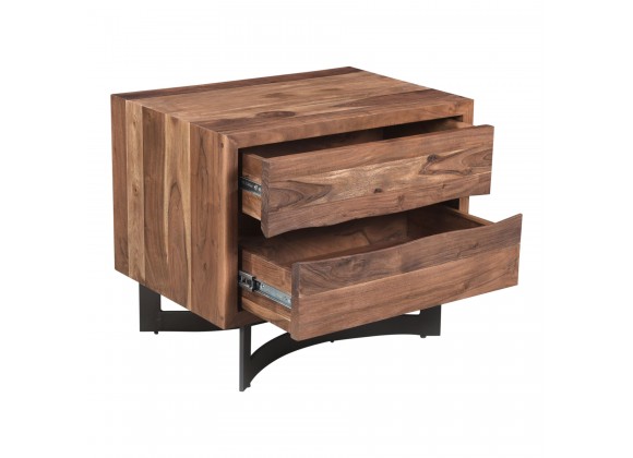 Moe's Home Collection Bent Nightstand Smoked - Front Side Opened Angle