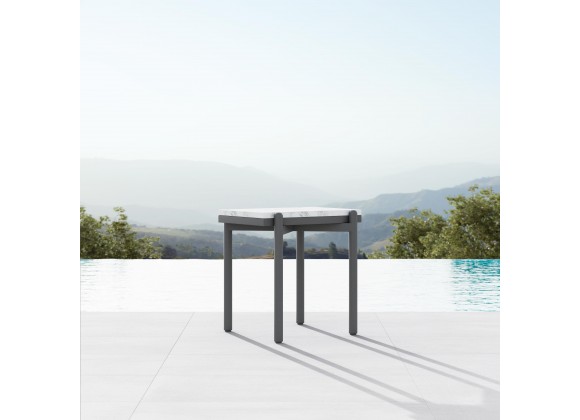 Azzurro Living Verano Side Table With Matte Charcoal Aluminum Frame And Honed Carrara Marble - Lifestyle