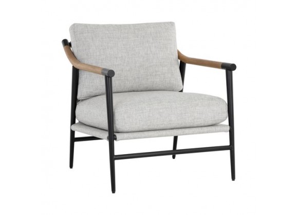 Sunpan Meadow Dining Armchair - Vault Fog - Front Side Angle